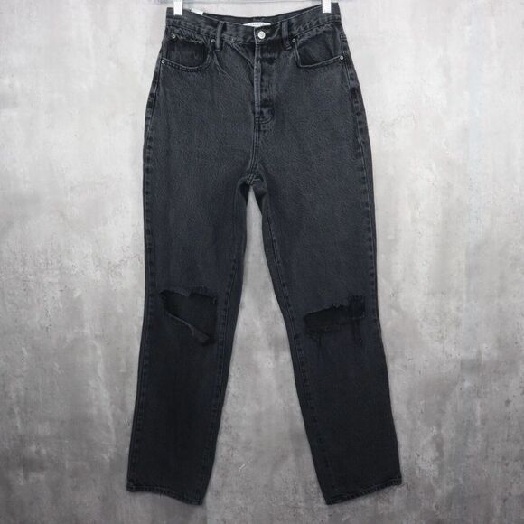 Pacsun Jeans Womens Size 27 Black Dad Jean Button‎ Fly Distressed 29.5" Inseam - Picture 1 of 7